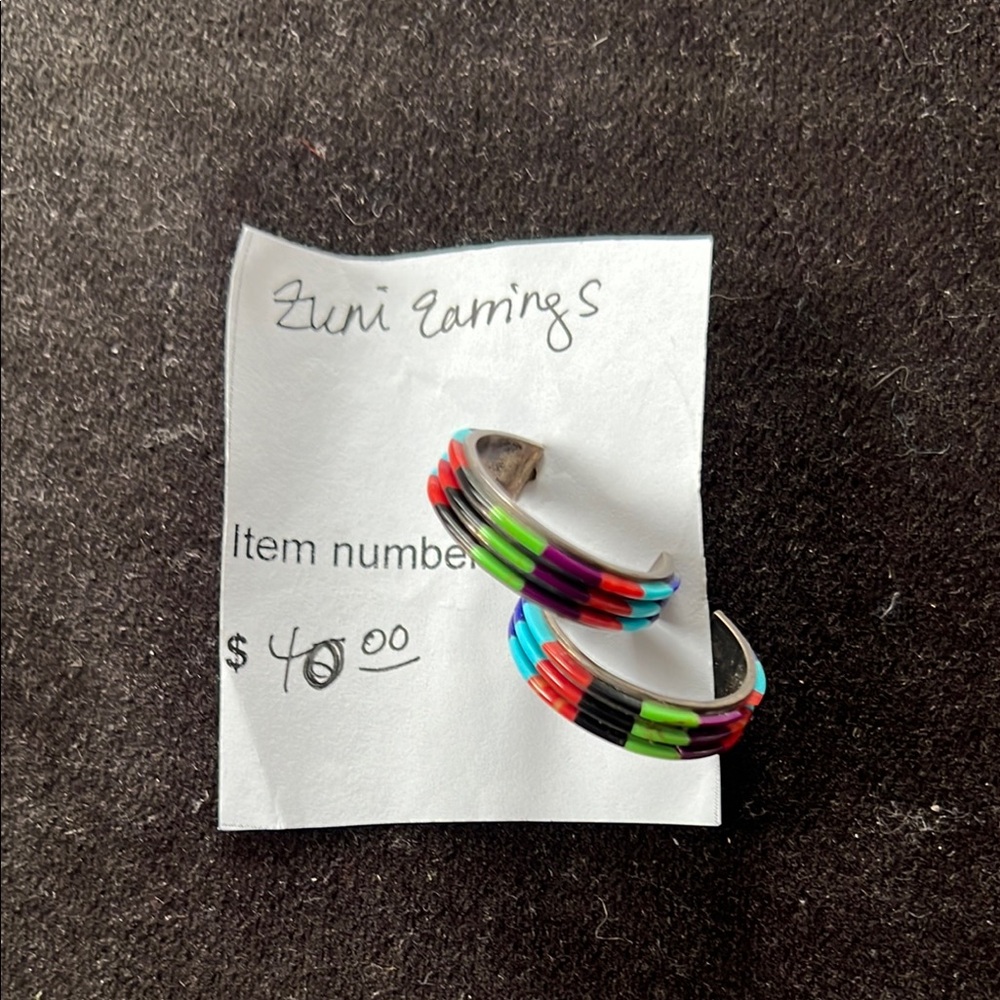 Vintage Zuni Hoop Earrings